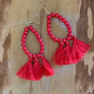 Hand made red earrings
